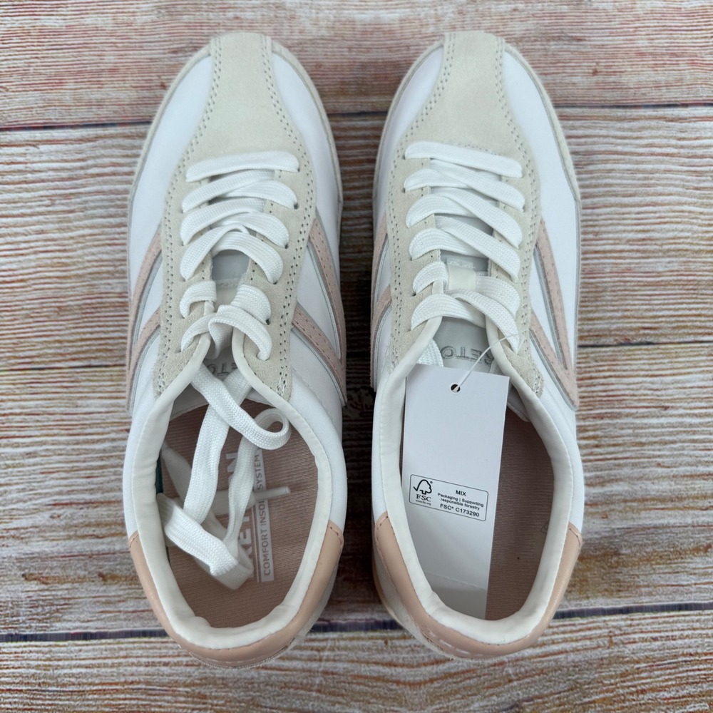 Tretorn Hailey Womens 10 Sneakers White Pink Leather Suede Memory Foam 1880382 - Picture 4 of 8